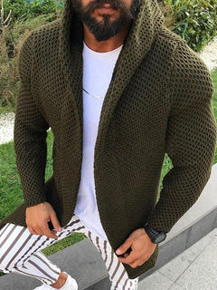 Plain Hooded Mid-Length Casual Fall Sweater